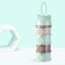 Load image into Gallery viewer, Green SuperTots baby milk powder dispenser with 4 layers and nozzles