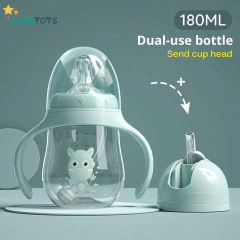 Green Dual head SuperTots Baby Bottle 180ml