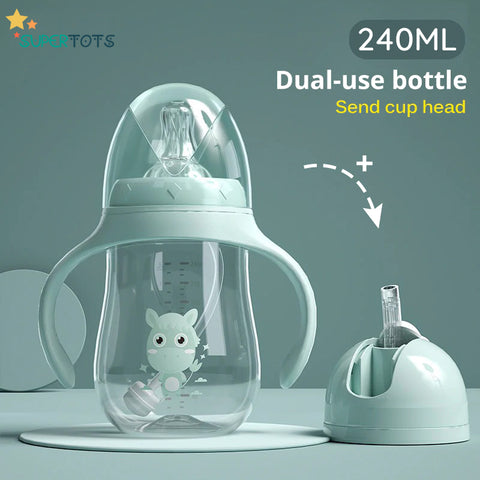 Green Dual head SuperTots Baby Bottle 240ml