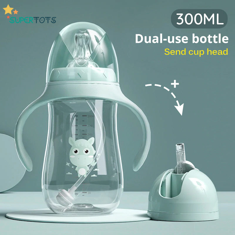 Green Dual head SuperTots Baby Bottle 300ml