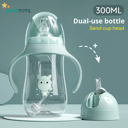 Green Dual head SuperTots Baby Bottle 300ml