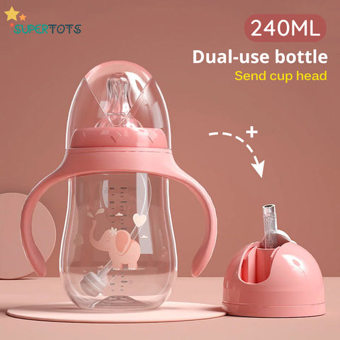 Pink Dual head SuperTots Baby Bottle 240ml
