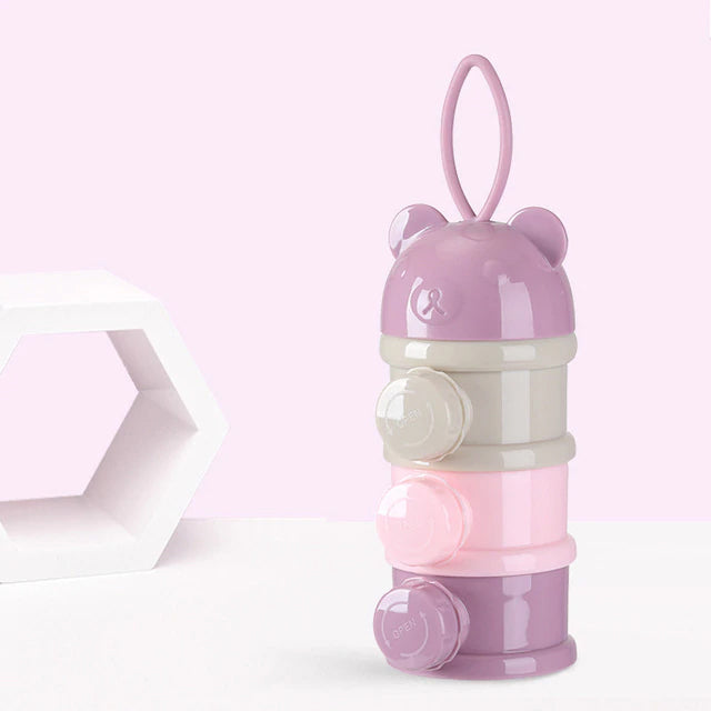 Purple SuperTots baby milk powder dispenser with 3 layers and nozzles