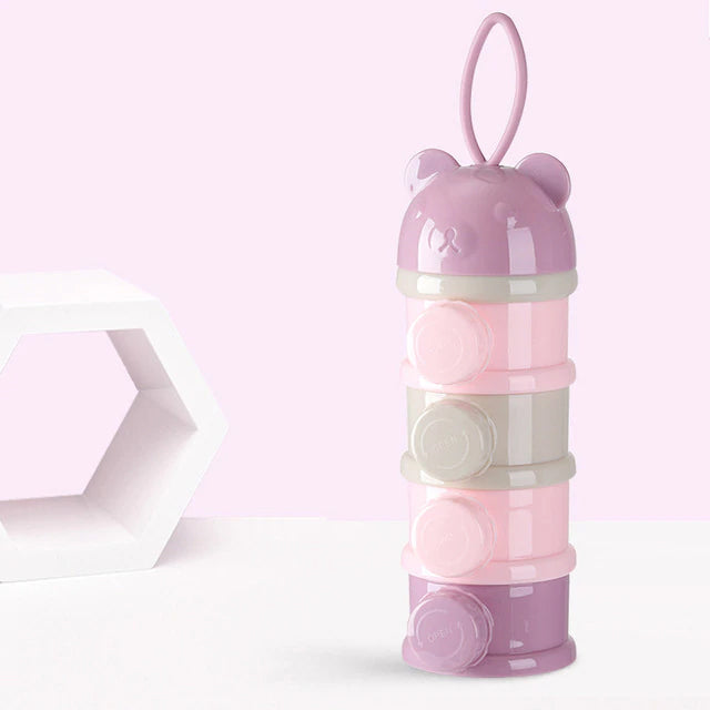 Purple SuperTots baby milk powder dispenser with 4 layers and nozzles